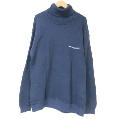 アルマーニ ジーンズ ARMANI JEANS セーター ニット 長袖 タートルネック 厚手 GAイーグル ウール混 L ネイビー ■GY99 Xのサムネイル