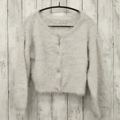 ☆ archives ☆アルシーヴ ショート丈 シャギーニットカーディガン ライトグレー
