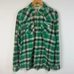 Dickies ディッキーズ ネルシャツ 長袖 チェック柄 切替 ロゴ アースカラー グリーン XLサイズ メンズ 古着 ストリート アメカジ ワーク系 オーバーサイズ