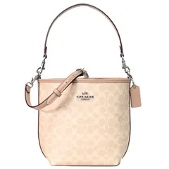 コーチ バッグ COACH バケツ型 コーティングキャンバス レザー シグネチャー シティ バケット ロゴ 2way レザー クロスボディ 斜め掛け ショルダー ハンドバッグ サンド×トープ CT800