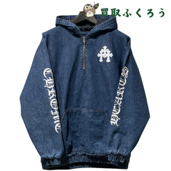 【新品】ロムハーツ Chrome Hearts　ハーフ ジップデニム アノラック ブルゾン　メンズ アウター