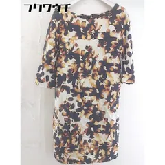 ◇ UNTITLED アンタイトル 総柄 五分袖 ミニ ワンピース サイズ2 ホワイト ブラウン ブラック系 レディース  【中古】 【1112270005261】