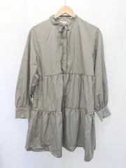 ◇ Θ ehka sopo エヘカソポ 長袖 ミニ ティアード ワンピース サイズF カーキ系 レディース E  【1411130017186】