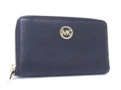 ■美品■ MICHAEL KORS マイケルコース レザー ラウンドファスナー 長財布 ウォレット 小銭入れ 札入れ ブラック系 DK7143