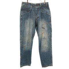 ☆ゴーヘンプ アシンメトリー USED加工デニムパンツ 変形ポケット 緑閂 