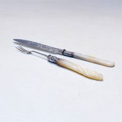 イギリス アンティーク 白蝶貝 ナイフ フォーク セット 1907年製 アトキンブラザーズ