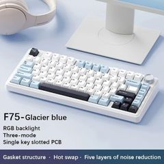 F75 2.4Gワイヤレスメカニカルキーボード 有線ゲーミングRGB 75％レイアウトOEMプロファイルガスケット構造 タイピング最適化 ゲームオフィス用キーボード PCユニバーサル ホットスワップ可能なキーボード ギフト向け マルチキーキャップオプション