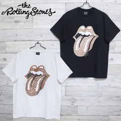 新品 メンズ 半袖 Tシャツ 半袖Tシャツ ティーシャツ バンドTシャツ バンT ロックT プリント ローリングストーンズ  THE ROLLING STONES  ベロ 舌 ヒョウ柄 レオパード ユニセックス レディース 白 ホワイト 黒 ブラック