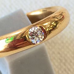 金職人手作り　なめらかなリング　VVS2 ダイヤモンド　0.1ct 18金　リング　ジュエリー職人