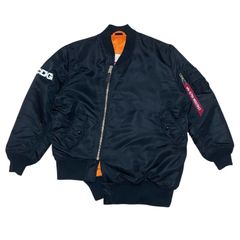 定価48,600円 CDG ALPHA INDUSTRIES アシンメトリー MA-1 リバーシブルブルゾン SZ-J017 BLACK Ⅼ アルファインダストリーズ ブラック 黒 Large エル ジャケット JKT 変形