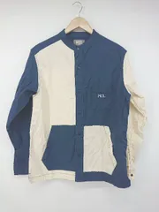 ◇ MEI メイ バイカラー ロゴ刺繍 長袖 シャツ サイズS ブルー アイボリー系 メンズ P  【1308160085110】