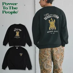 新品 メンズ パワートゥーザピープル POWER TO THE PEOPLE 長袖 トレーナー スウェット トップス 裏毛 虎 トラ タイガー チベタンタイガー ロゴ 刺繍 オーバーサイズ ゆったり ユニセックス レディース 黒 ブラック