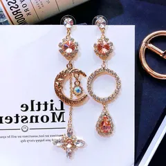 三日月 ピアス ビジュー オレンジ ゴールド レディース キラキラ カジュアル かわいい ムーン 姫 ギフト 贈り物 贈りもの 新品