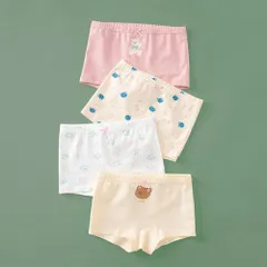 ☆ B（ピンク×クマ） ☆ 150cm ☆ 女の子ショーツ4枚セット ykh977 ショーツ 女の子 ジュニア インナーパンツ インナー パンツ ブリーフ パンティー ボクサーパンツ ブリーフパンツ 下着 4枚セット かわいい 子供 こども 子ども キッズ