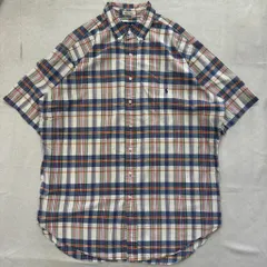 RALPH LAUREN ラルフローレン ボタンダウン チェック柄 半袖シャツ 青×赤×緑×白 XLTサイズ No.E554