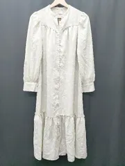 ◇ earth music&ecology アース ミュージック＆エコロジー 花柄 長袖 膝下丈 ワンピース サイズF ベージュ系 レディース P  【1408200048454】