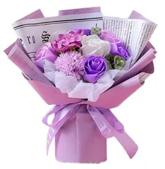 新品 SCAMPER ソープフラワー 誕生日 プレゼント 女性 人気 花束 造花 ギフト ドライフラワー インテリア 結婚記念日 発表会 敬老の日 母の日 退職 祖母 彼女 送別会 専用のギフト ブーケ プレゼント 記念日 贈り物 (紫)