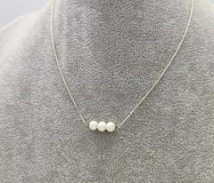【美品】3連パールネックレス　シルバー925