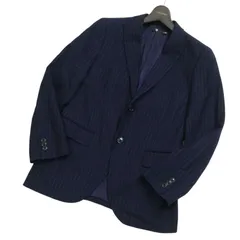 UNIQLO +J ユニクロ × ジルサンダー 秋冬 総裏★ ウール100％ ストライプ テーラード ジャケット Sz.S メンズ 紺 ネイビー