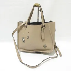 美品 COACH コーチ スタッズ タイラー キャリーオール レザー 2WAY ハンドバッグ ショルダーバッグ C3460 ベージュ レディース 古着 中古 USED