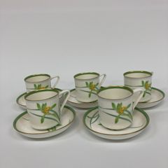 香蘭社 コウランシャ カップ ソーサー コーヒーセット ティーカップ 蘭柄 グリーン ホワイト 5客セット【k1056】