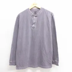 L/古着 ギャップ GAP 長袖 Tシャツ メンズ 無地 鹿の子 コットン ヘンリーネック グレー 25jun20 中古