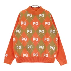 サイズ：2 PEARLY GATES パーリーゲイツ ; モックネック　長袖　ニットセーター アーガイル ロゴ柄 オレンジ系 [240101526949] ゴルフウェア レディース ストスト