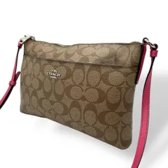 美品 840 COACH ショルダーバッグ シグネチャー PVC レザー 茶