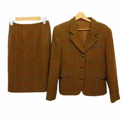 バーバリーズ Burberrys 美品 セットアップ ジャケット スカート ウール チェック ひざ丈 9 約M 茶 ブラウン  ■WY 0312のサムネイル