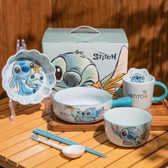 海外限定 6点 ギフトセット スティッチ 食器 ディズニー 正規品 皿 コップ お椀 箸 スプーン リロアンドスティッチ Disney 海外 限定 ギフト プレゼント