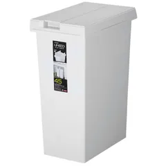 新輝合成(Shinki Gosei) トンボ ユニード ゴミ箱 フリップオープン 棚下でもつかいやすい 手動でサッと簡単に開く 45リットル ホワイトグレー 幅26.5×奥行44.5×高さ58cm 日本製