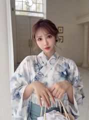 【即発送可能】3点セット2Way水彩花柄浴衣セット[fy027] 3点セット2Way水彩花柄浴衣セット[fy027] | レディースファッション