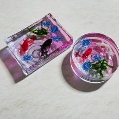 京都の紅葉と泳ぐ金魚　レジン　ジオラマ 京都の紅葉と泳ぐ金魚 レジン ジオラマ（京都の紅葉と泳ぐ金魚