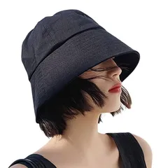 芝生 レディース UVカット 紫外線 韓国 帽子 バケットハット バケハ [88flix] ブラック