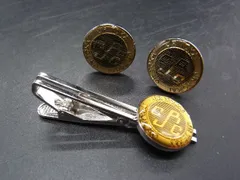 ■美品■ JR東海 ネクタイピン カフスボタン カフリンクス アクセサリー 紳士 メンズ 2点セット シルバー系×ゴールド系 DF0751 冠婚葬祭 結婚式 葬式