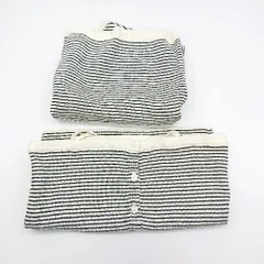 ◇ ⊂ mystic　ミスティック ボーダー柄 ブラウス チューブトップ サイズM アイボリー　ブラック レディース E  【1409240001928】