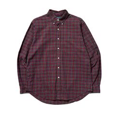Lサイズ 90s 古着 ラルフローレン Ralph Lauren ネルシャツ チェックシャツ 長袖シャツ タータンチェック レッド ネイビー グリーン