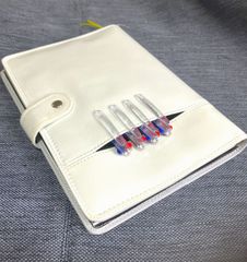 B5大学―とサイズ【表紙ポケット付きノートカバー】合皮■ベルト止め■ホワイト