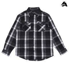 LA GATE FLANNEL L/S SHIRTS【BLACK×WHITE】 (M・L・XL・2XL)(エルエーゲート 通販 大きいサイズ チェックシャツ フランネルシャツ ネルシャツ 長袖 ボタンシャツ カジュアルシャツ)