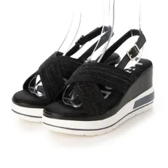 kitson キラキラ クロスベルトバックストラップ 厚底サンダル （BLACK）