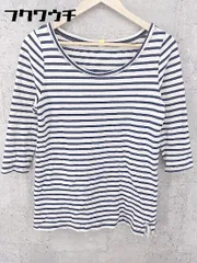 ◇ Adam et Rope アダム エ ロペ ボーダー 七分袖 Tシャツ カットソー サイズ38 オフホワイト系 ネイビー レディース  【1002800358342】