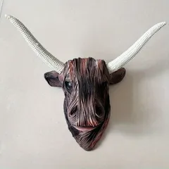 壁掛け インテリア 装飾品 牛の頭 立派な角 編まれた 室内インテリア 動物 アニマル ホームデコレーション 玄関 リビング ダイニング 95pu212