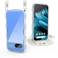 Pixel 8 ケース クリア ショルダー ストラップ付き 人気 かわいい 全面保護 グーグルピクセル8 カバー スマホケース 首かけ 肩掛け TPU 薄型 軽量 取り外し可能 長さ調整可能 ワイヤレス充電対応（透明）