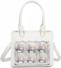 HARGIO(ハルジオ) 痛バッグ 小さめ ミニ ハンドバッグ ショルダーバッグ トートバッグ 2WAY 痛バック 推し活バッグ レザー調 かわいい おしゃれ(ホワイト,  Free Size)