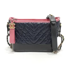 【栄】シャネル ガブリエル ツイード ホーボースモール ショルダーバッグ レザー ピンク ネイビー ブラック系