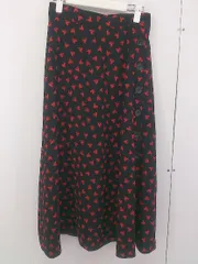 ◇ AG by aquagirl エージー バイ アクアガール ハート柄 ロング フレア スカート サイズM ブラック レッド レディース  【中古】 【1207040006347】