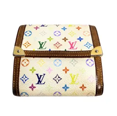 【USED中古品】 LOUISVUITTON ルイヴィトン 3つ折り財布 モノグラム マルチカラー ポルトモネビエ カルトクレディ  M92983 ブロン Wフック 正規品 フォロー割