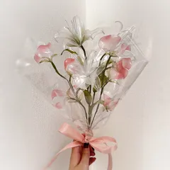 【お得なブーケ】百合とスイートピーのブーケ 6本セット　b2008