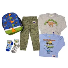 福袋 2024 キッズ 子供服  新春 6点セット 男の子 女の子 ハッピーバッグ 恐竜 リュック アウター トップス ボトムス 100cm 110cm 120cm 130cm