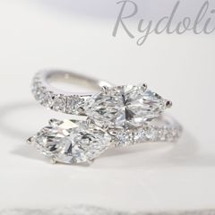 PT950 3ct E VVS2 オーダーメイドリング マーキスカット ラボグロウンダイヤモンド IGI鑑定書付き ダブルストーンリング 結婚指輪 2石ラボダイヤリング LGDリング エレガントで高級感あふれるデザイン プラチナ製ダイヤリング レディースリング